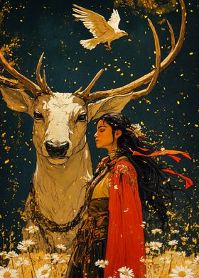 Woman And White Stag