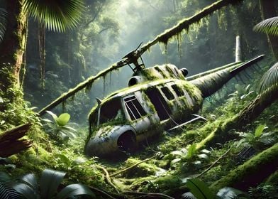 Helicopter Crash in Jungle