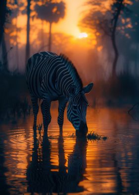 Zebra at Sunset