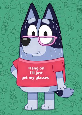 Bluey Dog Wearing Glasses