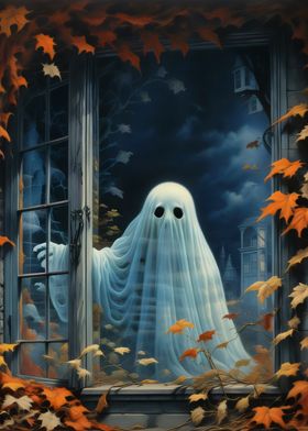 Halloween Ghost in Window