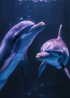 Two Dolphins Underwater