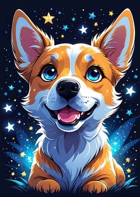 Corgi Under the Stars