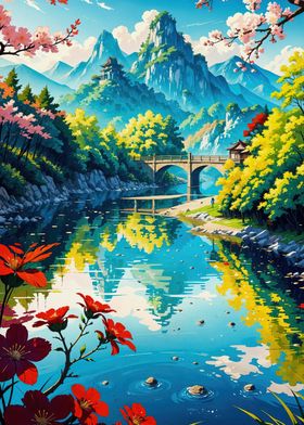 Serene Mountain River Landscape