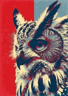 Eurasian Eagle Owl retro