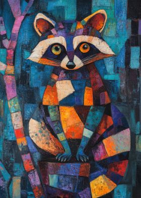 Raccoon Oil painting