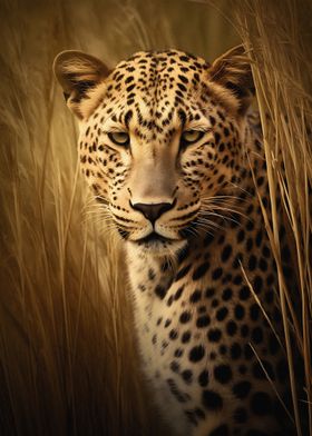 Leopard Cheetah in Tall Grass