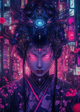 Cyberpunk Geisha Japan