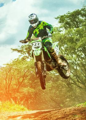 Motocross Rider in Flight