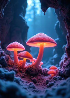 Glowing Forest Mushrooms