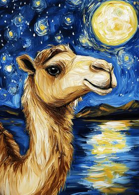 Camel Under Starry Night