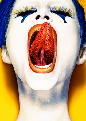 Surreal Portrait with Red Tongue