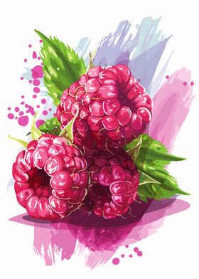 Watercolor Raspberries