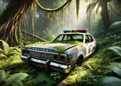 Abandoned Police Car in Jungle