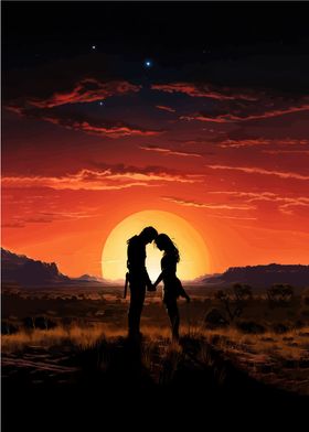 Silhouette Couple Sunset