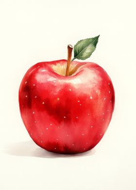 Watercolor Red Apple