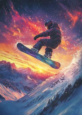 Snowboarder Sunset