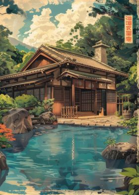 Japanese House with Pond