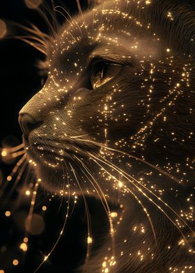 Maine Coon Cat with Golden Whiskers