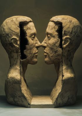 Split Faces Sculpture