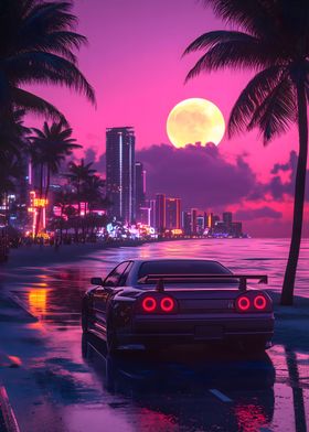 NIssan R34 Neon City Nightscape