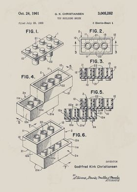 Toy Building Brick Patent Drawing