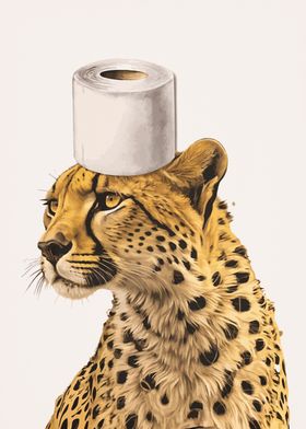 Cheetah with Toilet Paper Hat