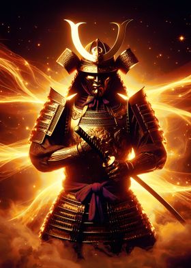 Samurai Warrior in Gold Energy