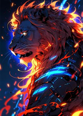 Fiery Lion Digital Art