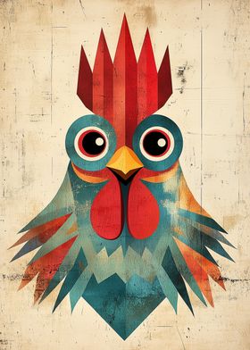 Geometric Rooster Illustration