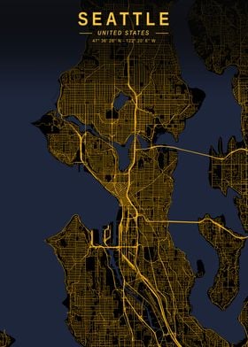 Seattle Golden City Map