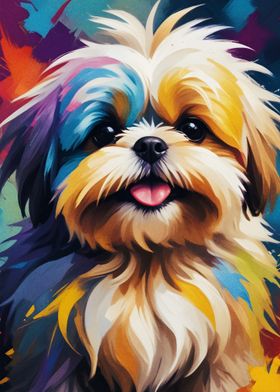 Colorful Shih Tzu Painting