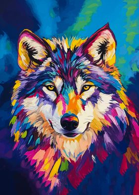 Colorful Wolf Portrait