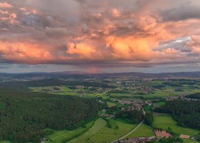 Sunset Over Rural Landscape