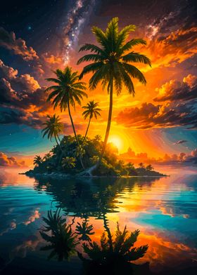 Tropical Sunset Island