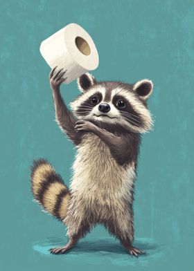 Raccoon Holding Toilet Paper