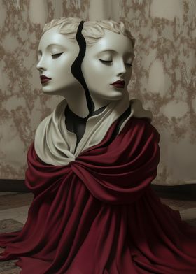 Surreal Split Bust Sculpture