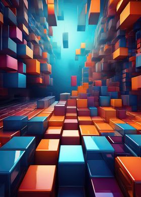 Abstract 3D Cube Art