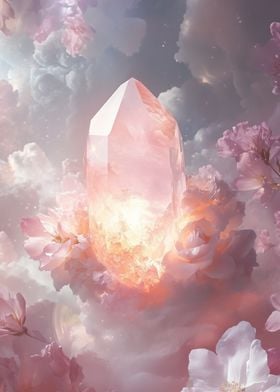 Rose quartz Crystal in Clouds