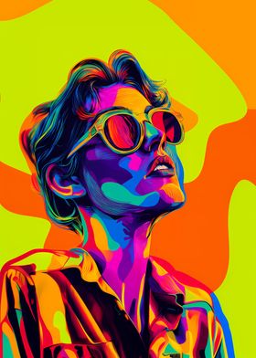 Neon Portrait Andy Warhol Style