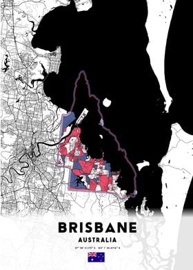 City Map Brisbane, Queensland Australia