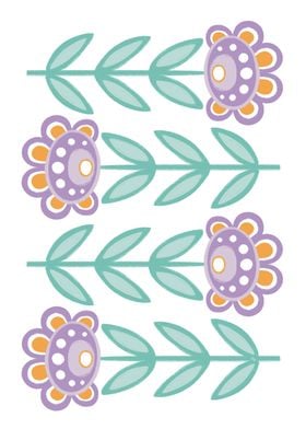 Purple Retro Flowers