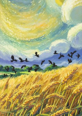 Wheat Field with Crows