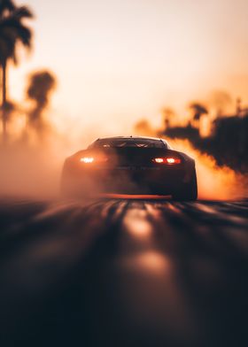 Sports Car Sunset Drift