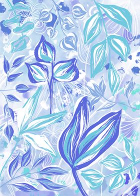 Blue and White Floral Jungle