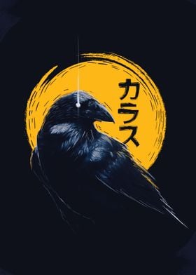 Raven with Japanese Text