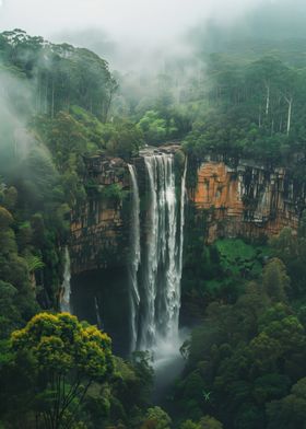 Waterfall in Lush Forest