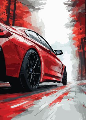 Red BMW M4 Speeding