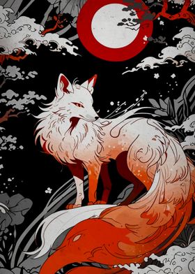 Kitsune Under the Moon