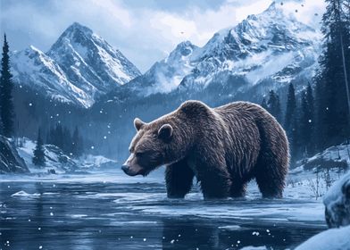 Grizzly Bear in Winter